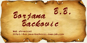 Borjana Backović vizit kartica